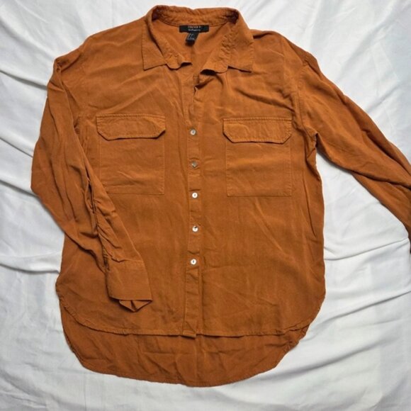 Forever 21 Utility Button Down High-Low Tunic Shirt L - Picture 1 of 6